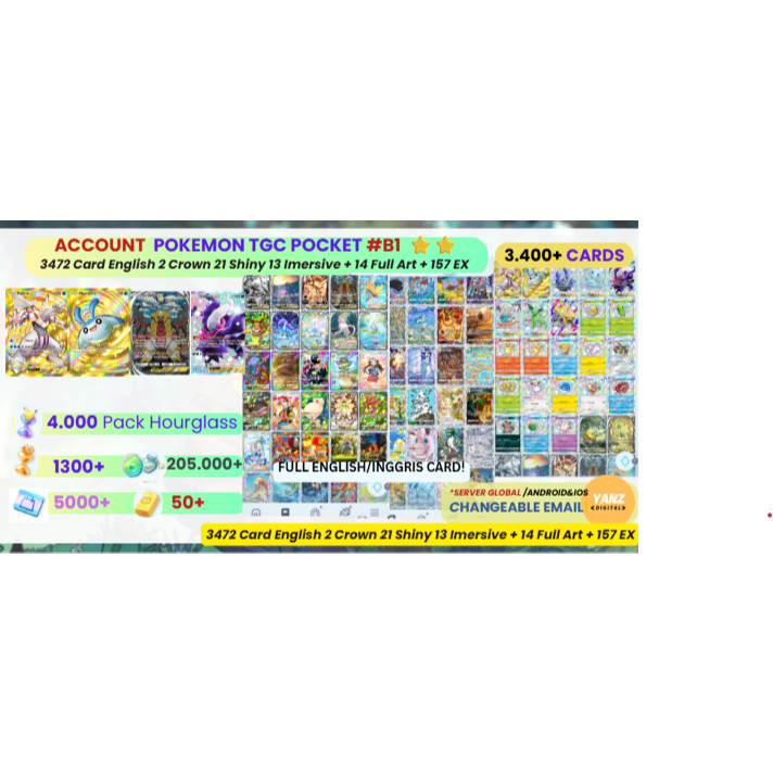 [3400+ CARDS ENG] Account – 2 Crown Palkia + Mantyke + 21 Shiny + 13 Immersive Giratina + Darkai Ful