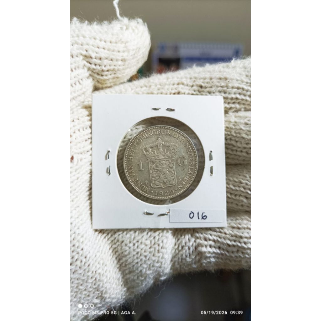Koin Perak / Silver 72% - 1 Gulden - Wilhelmina - Netherlands East Indies -1929