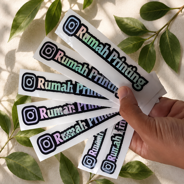 Stiker Hologram Nama Custom untuk Laptop, Motor, Helm, dan Barang Pribadi