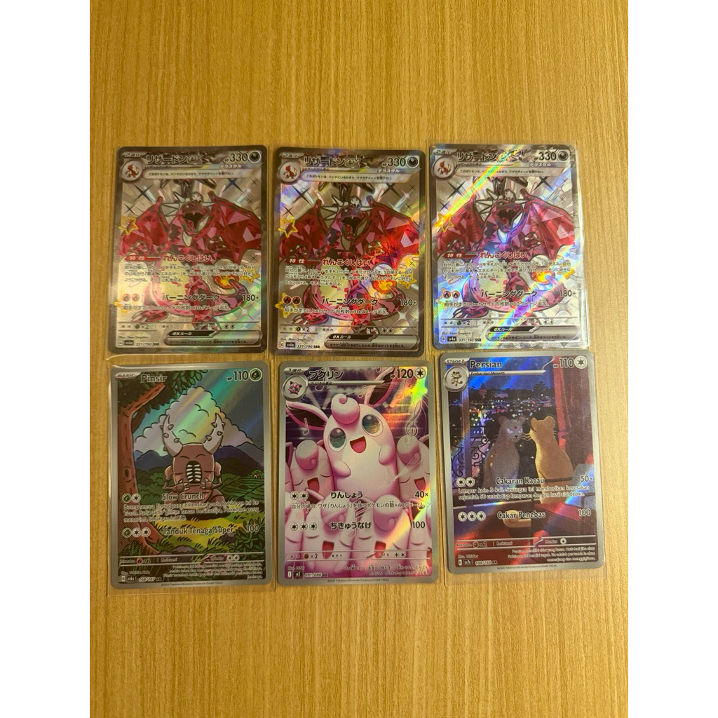 Kartu Pokemon 3 Charizard Ex SSR Japan, 2 Ar Indo and 1 Ar Japan