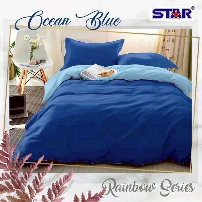 Sprei Set Katun Star Polos Ocen Blue