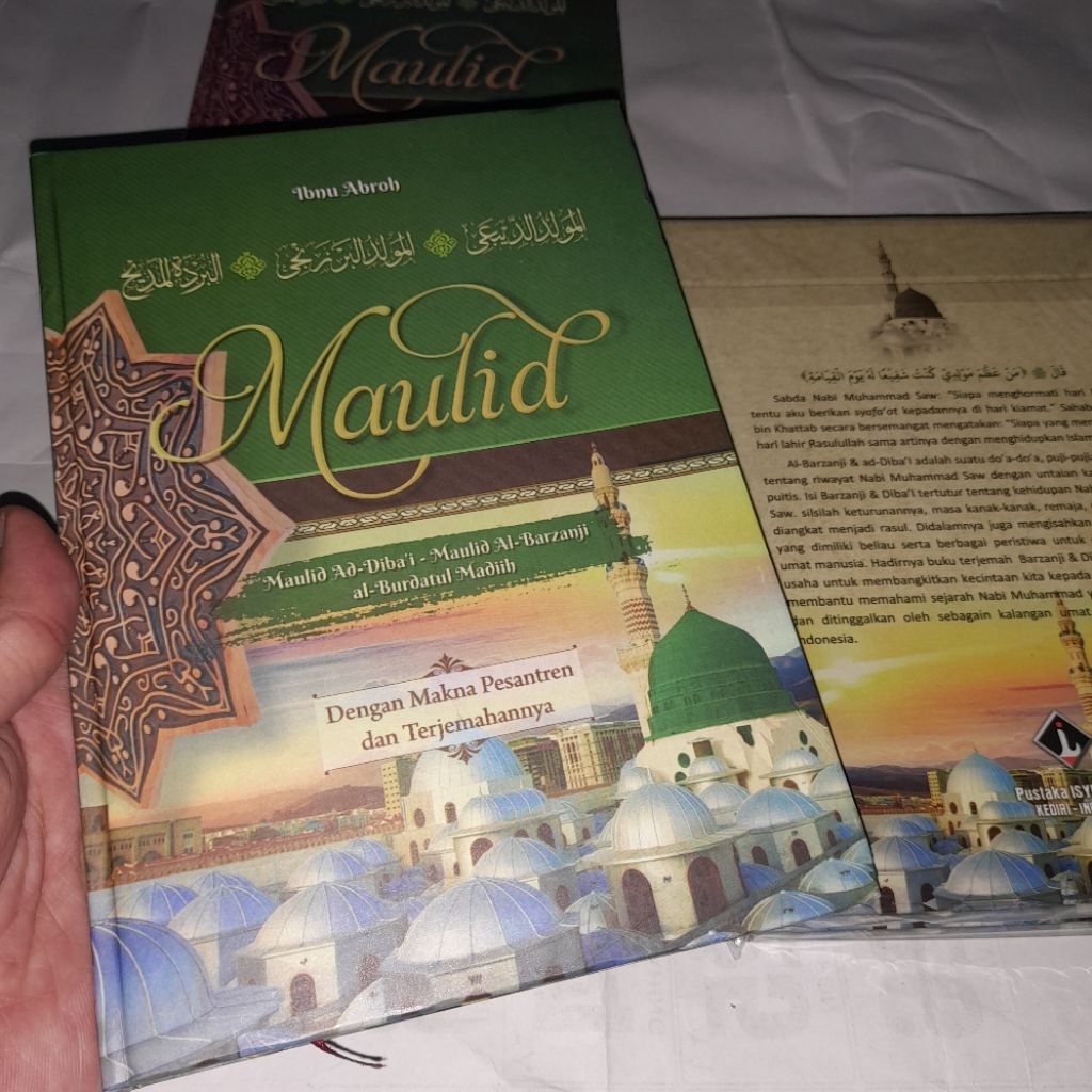 Buku Terjemah Kitab Maulid 3 bahasa Size Besar a5 / Saku a6 Al Barzanji Ad Diba'i Burdatul Madih Mak