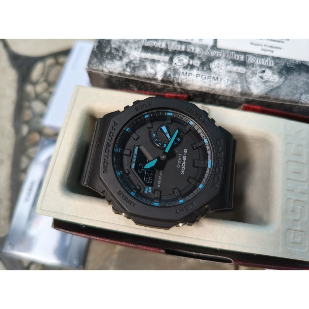 jam tangan casio G shock GA 2100-1A2 Neon Accnt original second like new