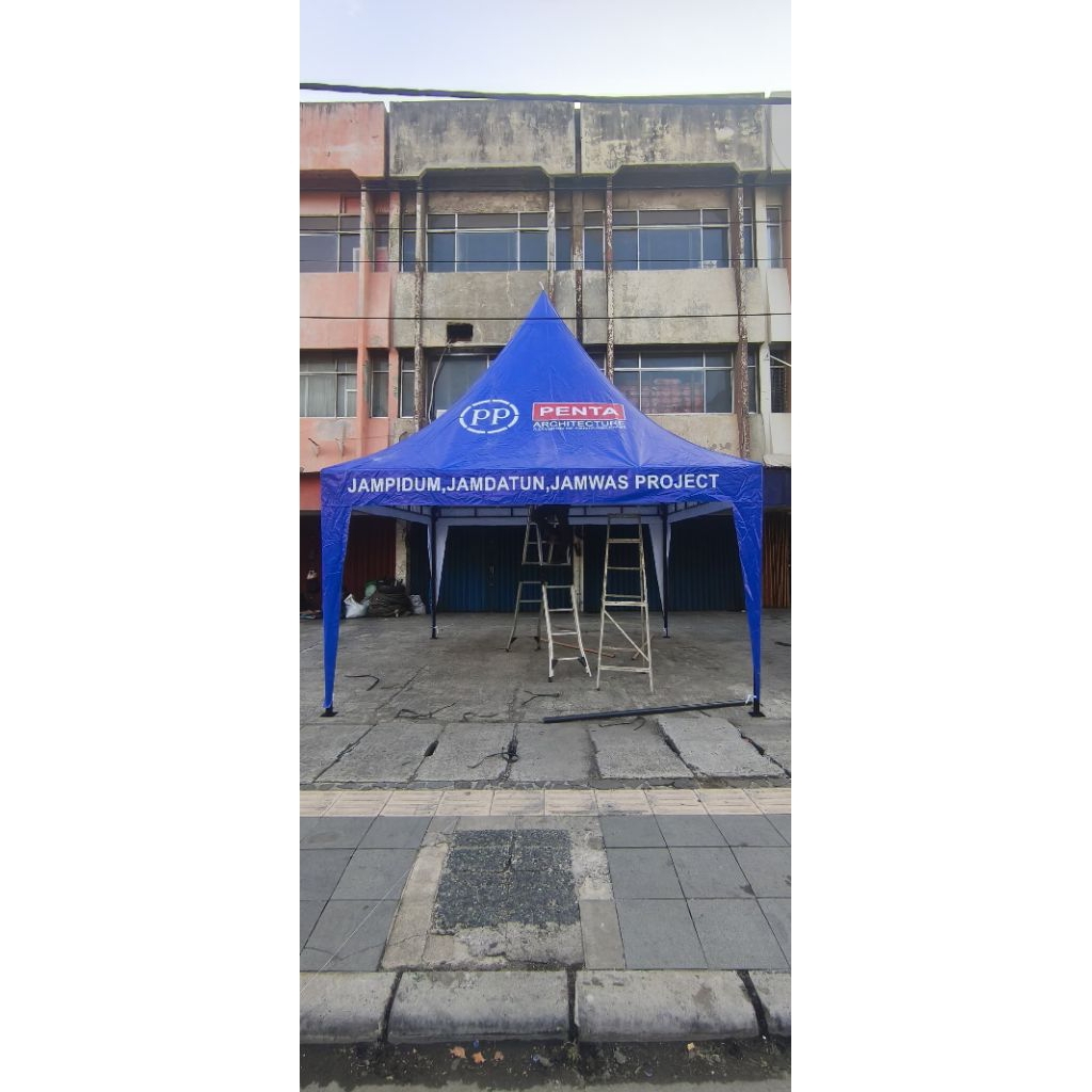 Tenda Kerucut double deck 4x4 atap printing flexy korea 410