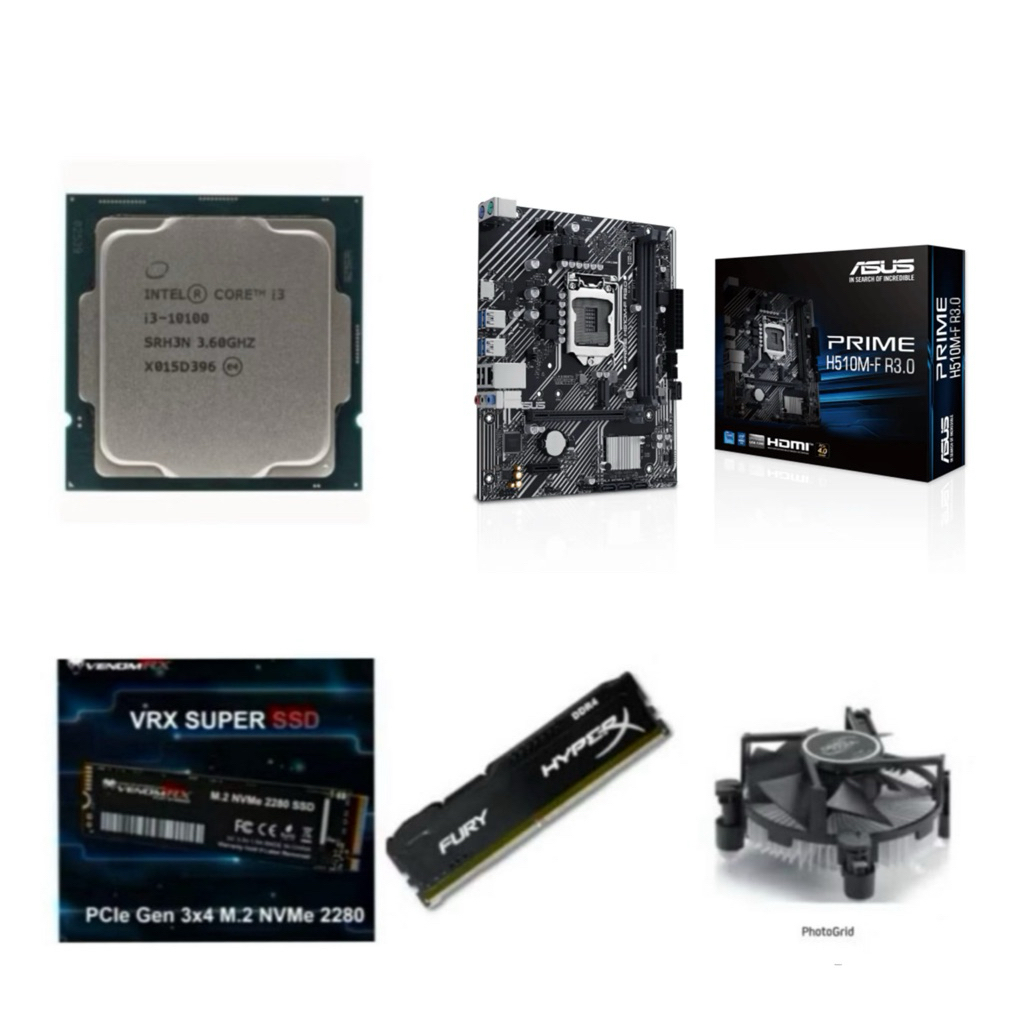 Paket Processor Intel Core i3 10100 / i3 10100F Gen 10 LGA 1200 RAM DDR4 16GB NVME