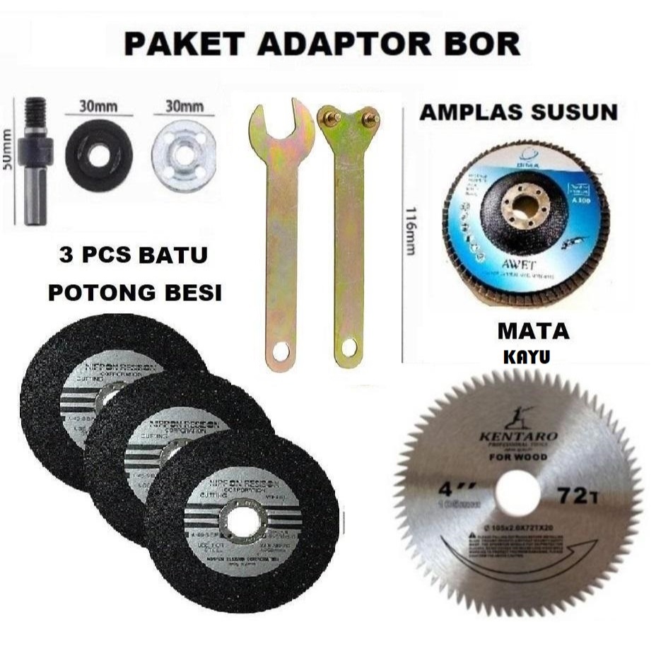 PAKET ADAPTOR BOR KE GERINDA / CONVERTER BOR JADI GERINDA LENGKAP DENGAN MATA