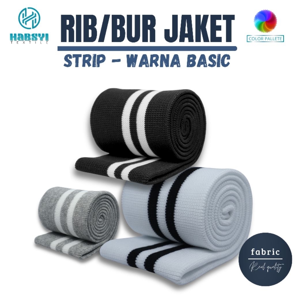 Warna Basic | Rib/Bur Jaket Rajut 1x1 Polyester PE Strip Bisa Custom