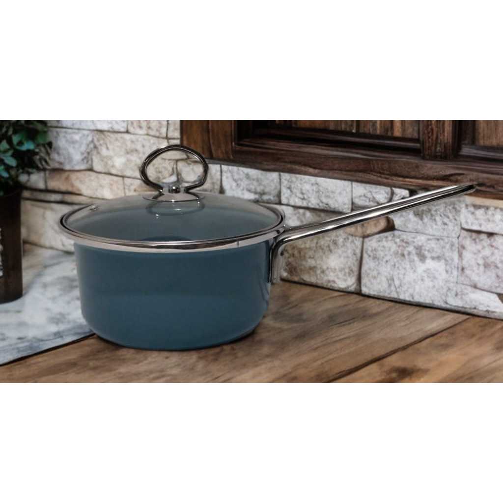 PANCI MASAK SAYUR ENAMEL PENDEK 16 CM (1.5 L) GLAMY BLUE