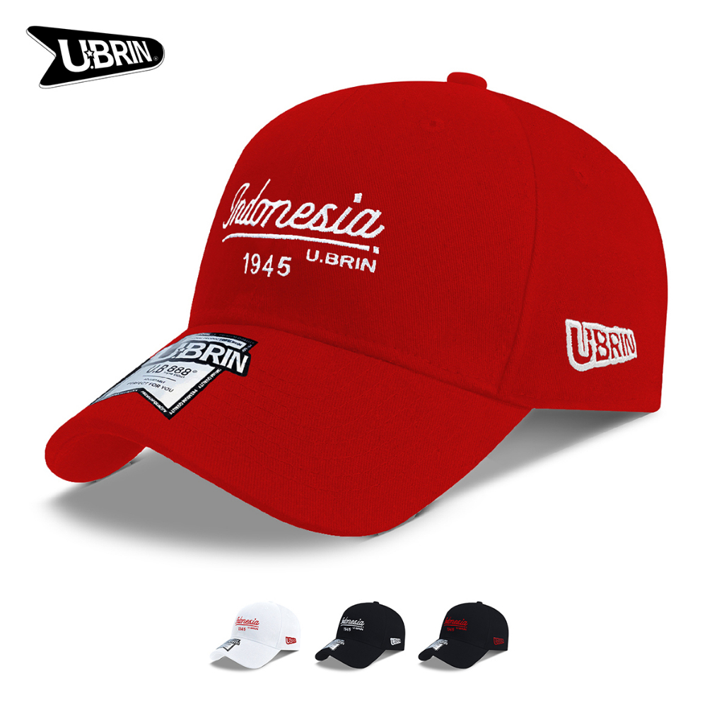 U.BRIN Topi INDONESIA Baseball UB8011 Original Script UBRIN Hat Cap Casual Distro Fashion Dewasa