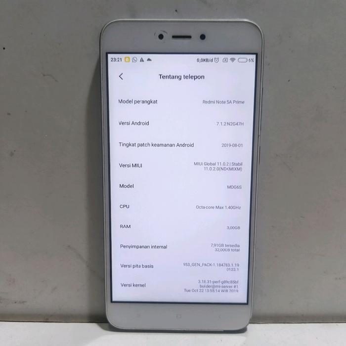 Redmi Note 5a 2/16GB Handphone Second Fullset Normal Garansi