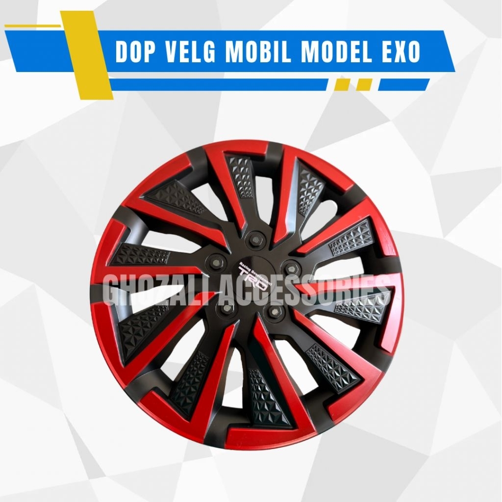 Dop roda / dop velg mobil ring 13 Exo merah hitam TRD