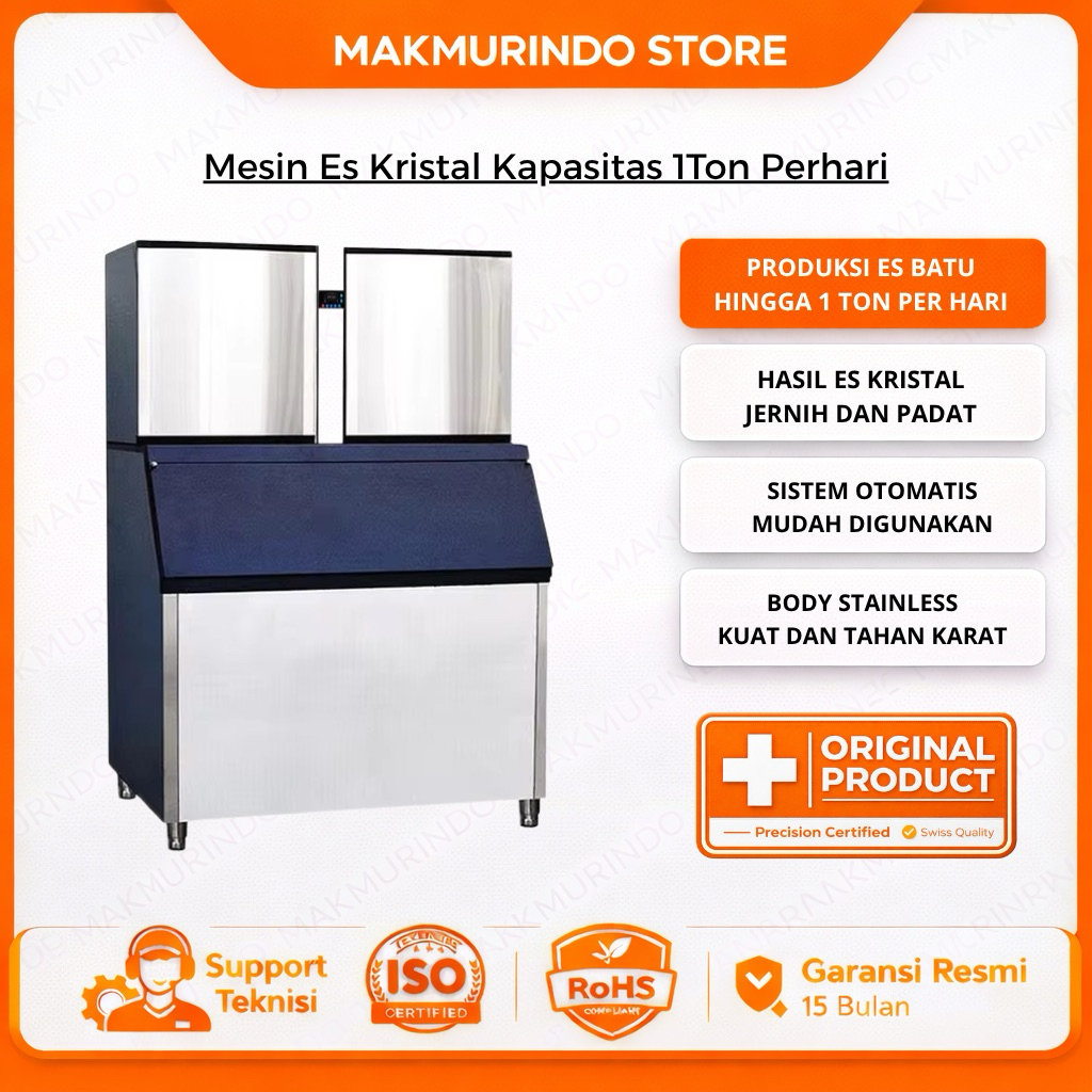 mesin pembuat es batu kristal kapasitas 1 ton commercial ice maker otomatis