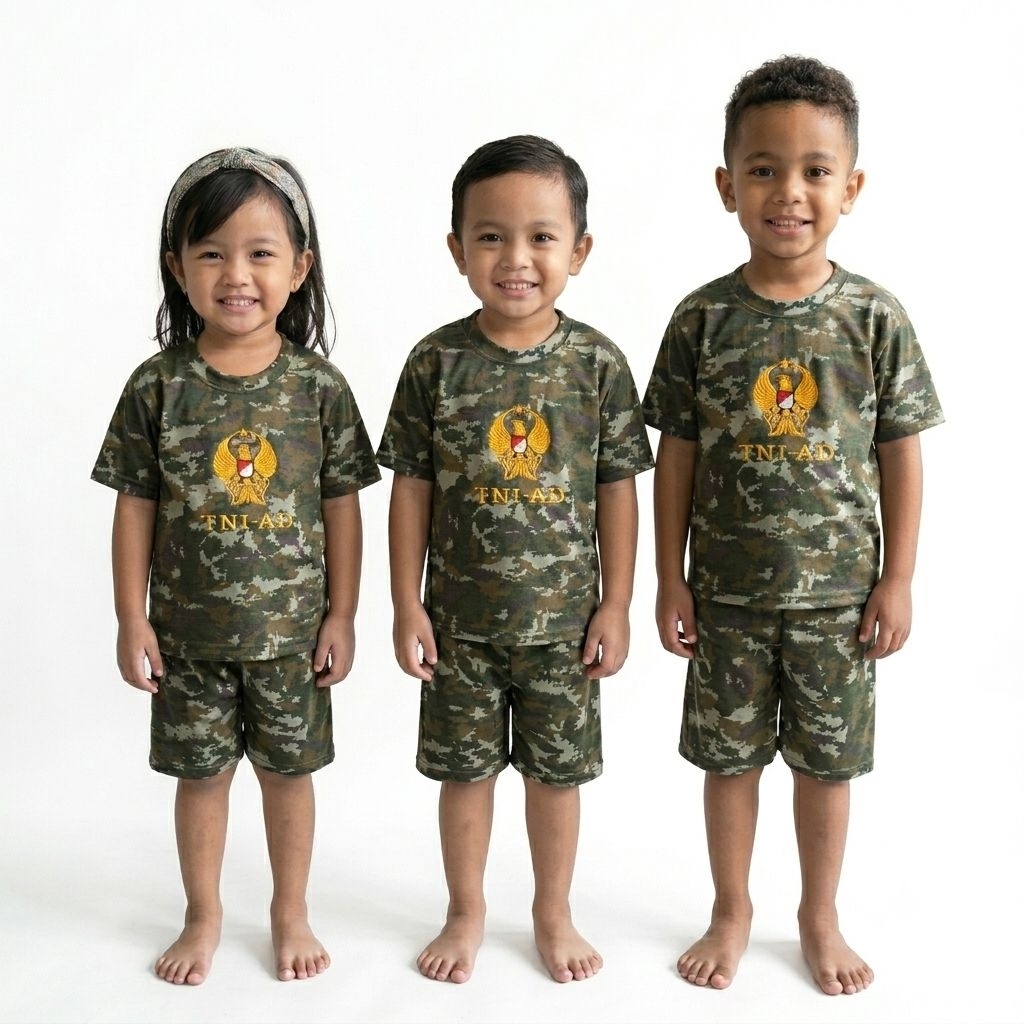 Kaos Setelan Anak Dry Fit  Loreng sage green