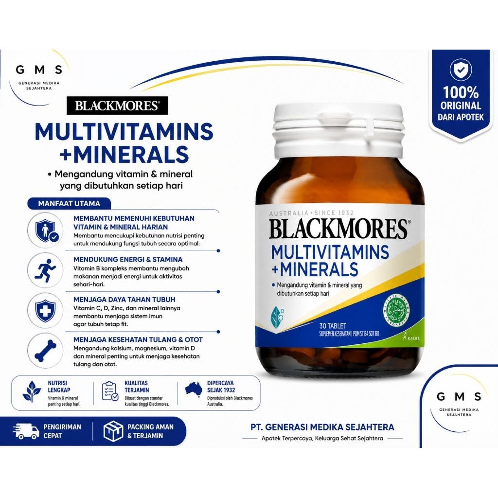 Multivitamin Dewasa Blackmores 60 Tablet dengan Antioksidan Alami
