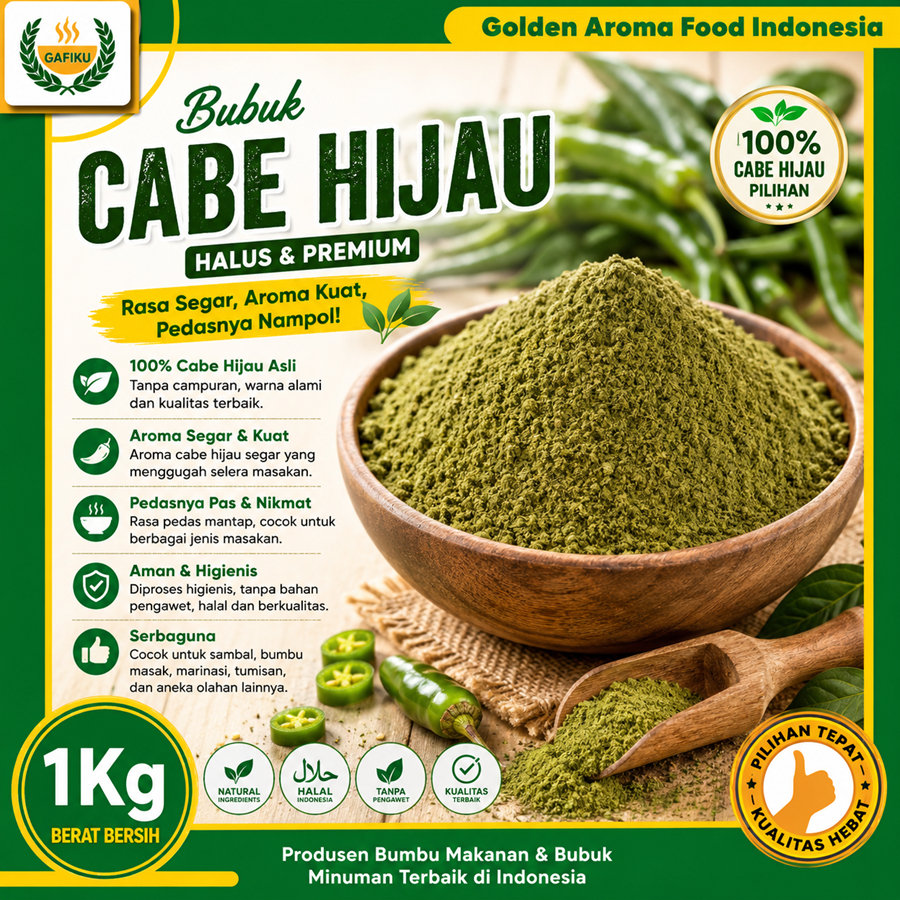 Bubuk Cabe Hijau, Jual Bubuk Cabe Hijau Murah Enak Terbaik, Bubuk Cabe Ijo GAFI