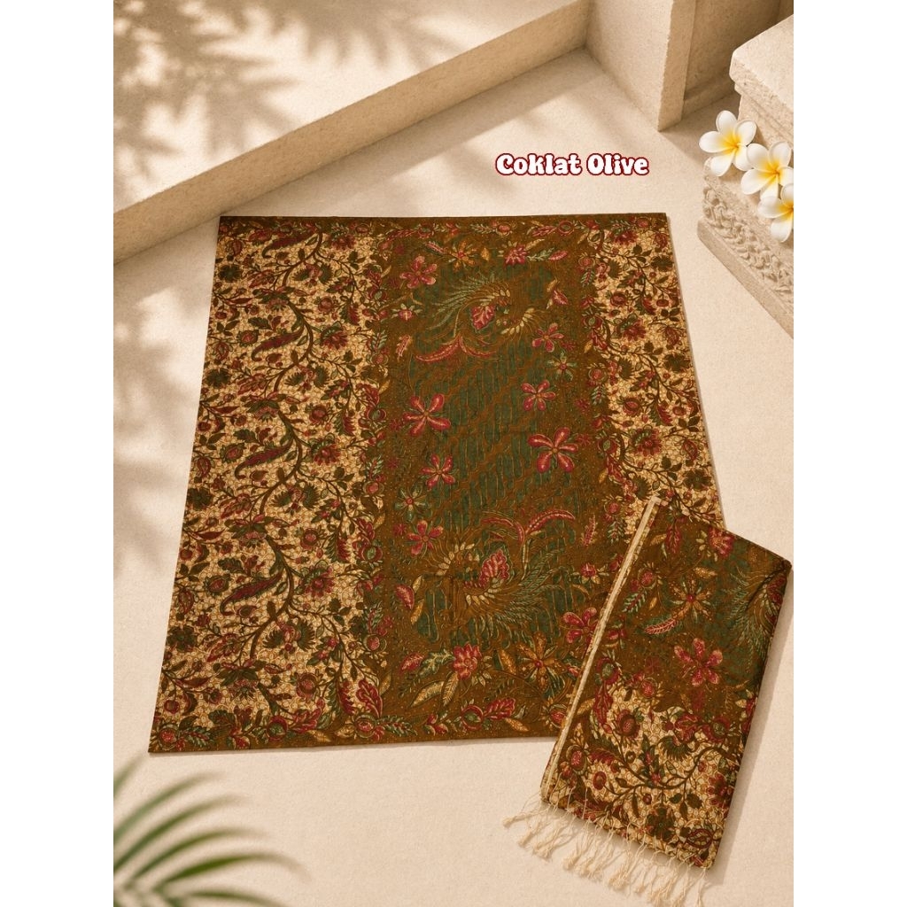 setelan kain selendang batik sutra paris
