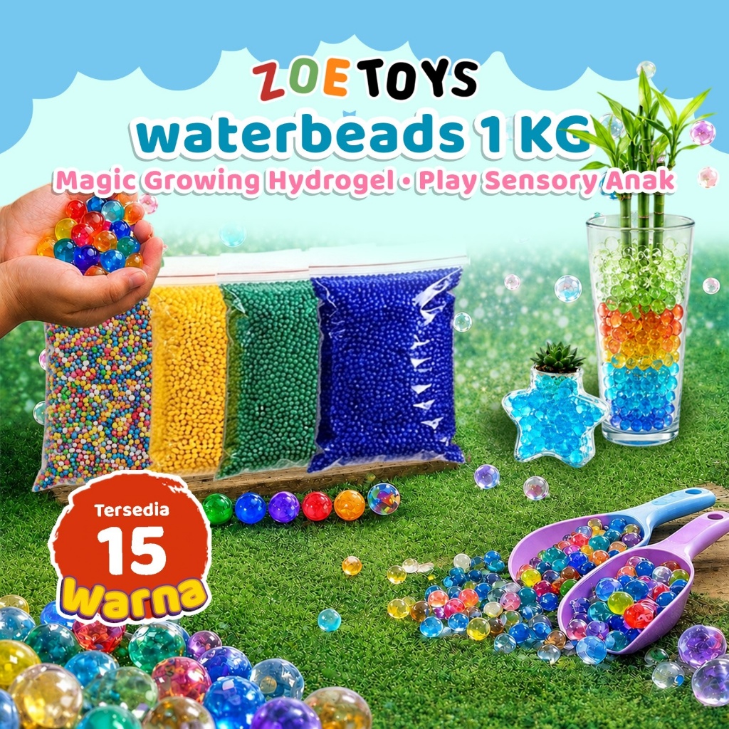 Zoetoys Waterbeads 1kg 15 Warna | Hydrogel Kiloan Orbeez Tanaman Edutoys Mainan Sensory Grosir