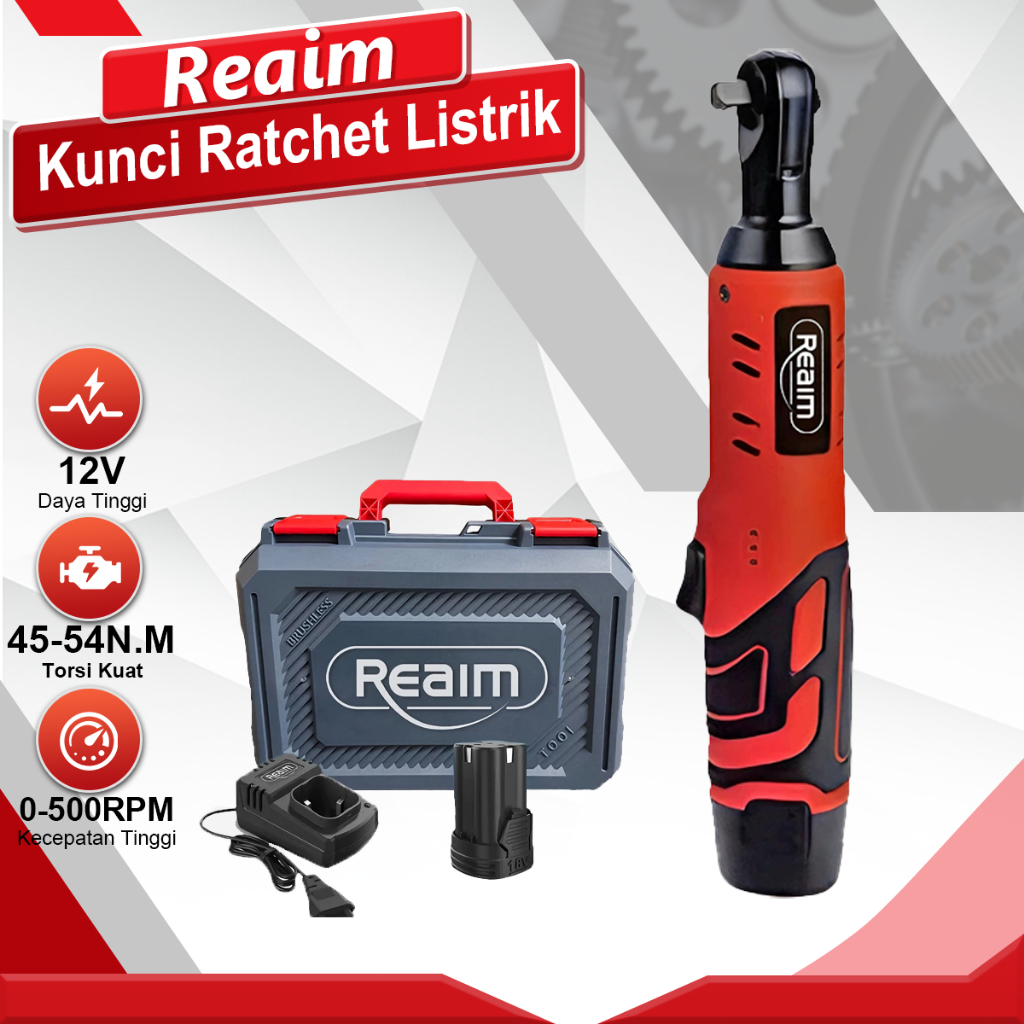 Reaim Kunci Ring Pas Ratchet 3/8" Torsi Maksimal 90N.m Perkakas Mobil kunci set lengkap