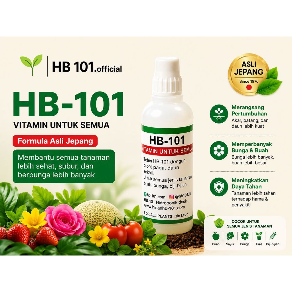 Pupuk Organik Cair Premium Asli Jepang HB 101 6ml - Cocok untuk Tanaman Hias, Bunga, Pohon, Bonsai, 
