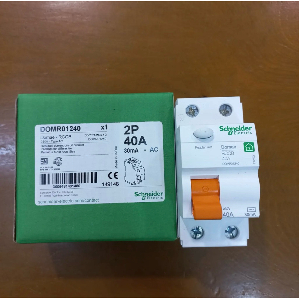 RCCB ELCB DOMAE 2P 40A 30MA AC 6KA DOMR01240 SCHNEIDER