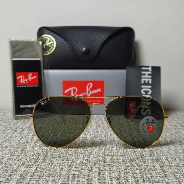 Kacamata Rayban Aviator RB3025 001/58 Gold Lens Green Original