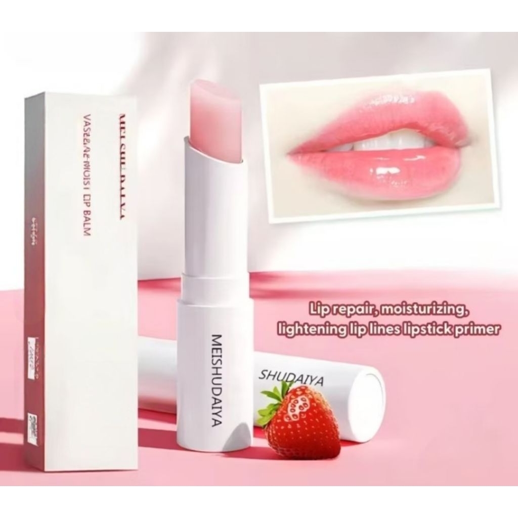{ COD } Lip Balm luofmiss double moisturizing , pelembab bibir Vaseline Strawberry