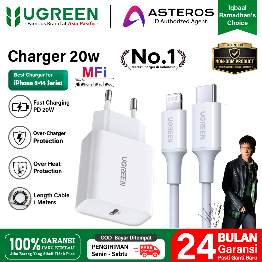 UGREEN Charger iPhone 20W - 30W Type C to Lightning Mfi Fast Charging iPhone 11 12 13 14 Series