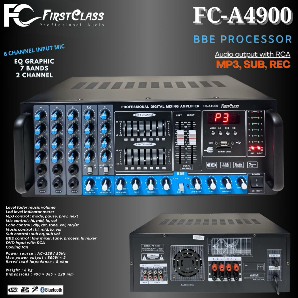 Amplifier Firstclass FC-A4900 BBE Processor Bluetooth -USB