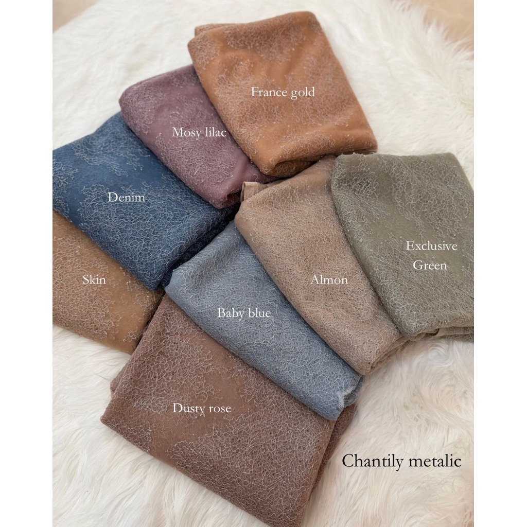 Kain brokat semi prancis chantilly Metallic Soltis - AmiraTextile