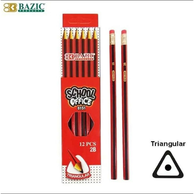 BAZIC - Pensil 2b Red Black 12pcs 717/6151