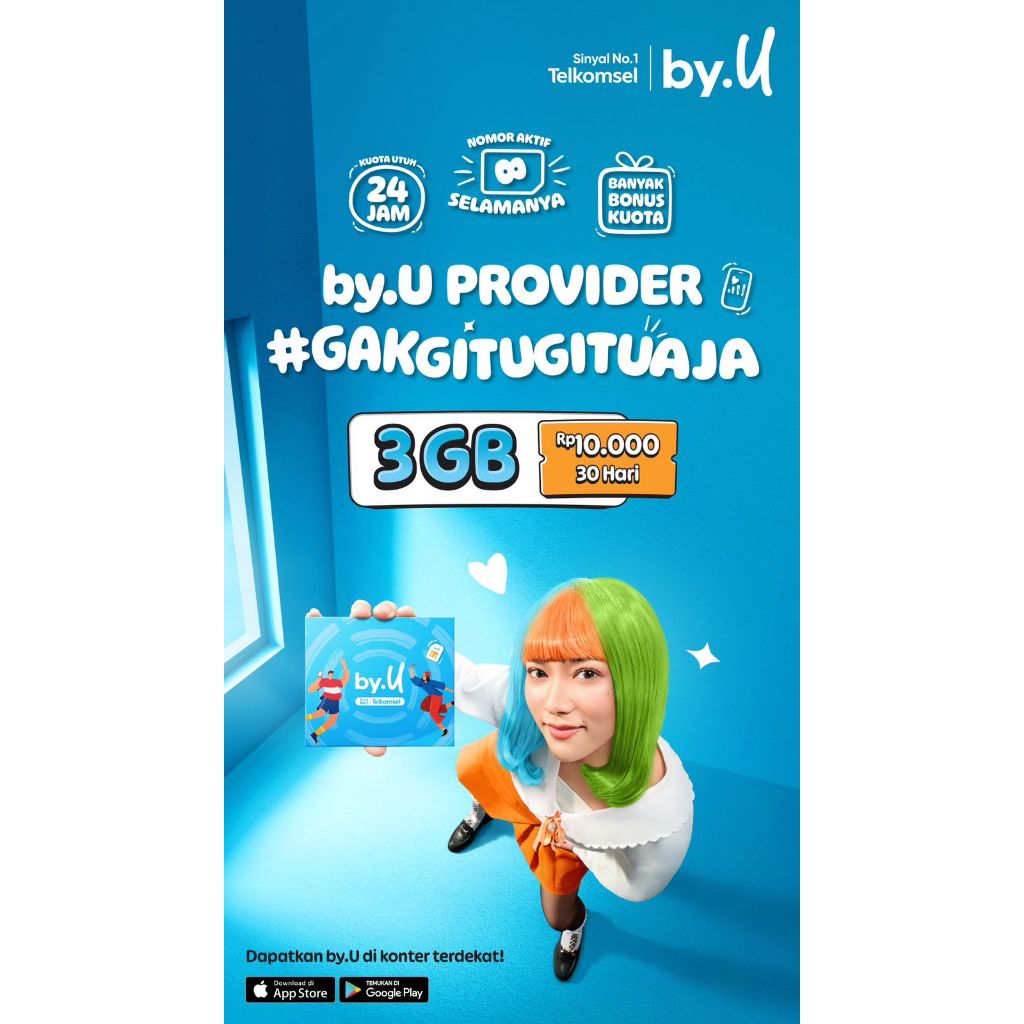 VOUCHER Kartu perdana telkomsel by u 3gb(segel dan usage)