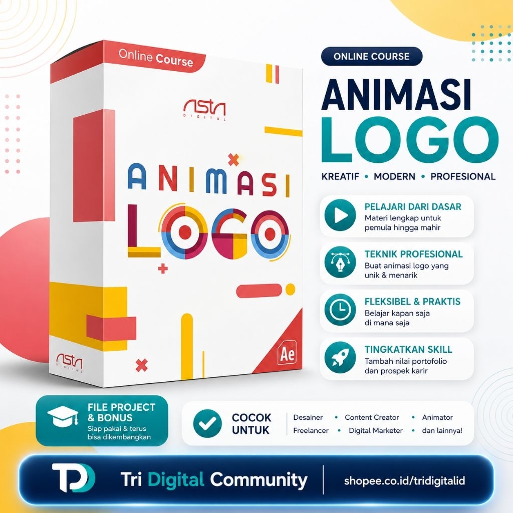 ECOURSE KELAS ONLINE ANIMASI LOGO GERAK VIDEO ESPORT YT DIGITAL MARKETING PELUANG USAHA TOOL BISNIS-