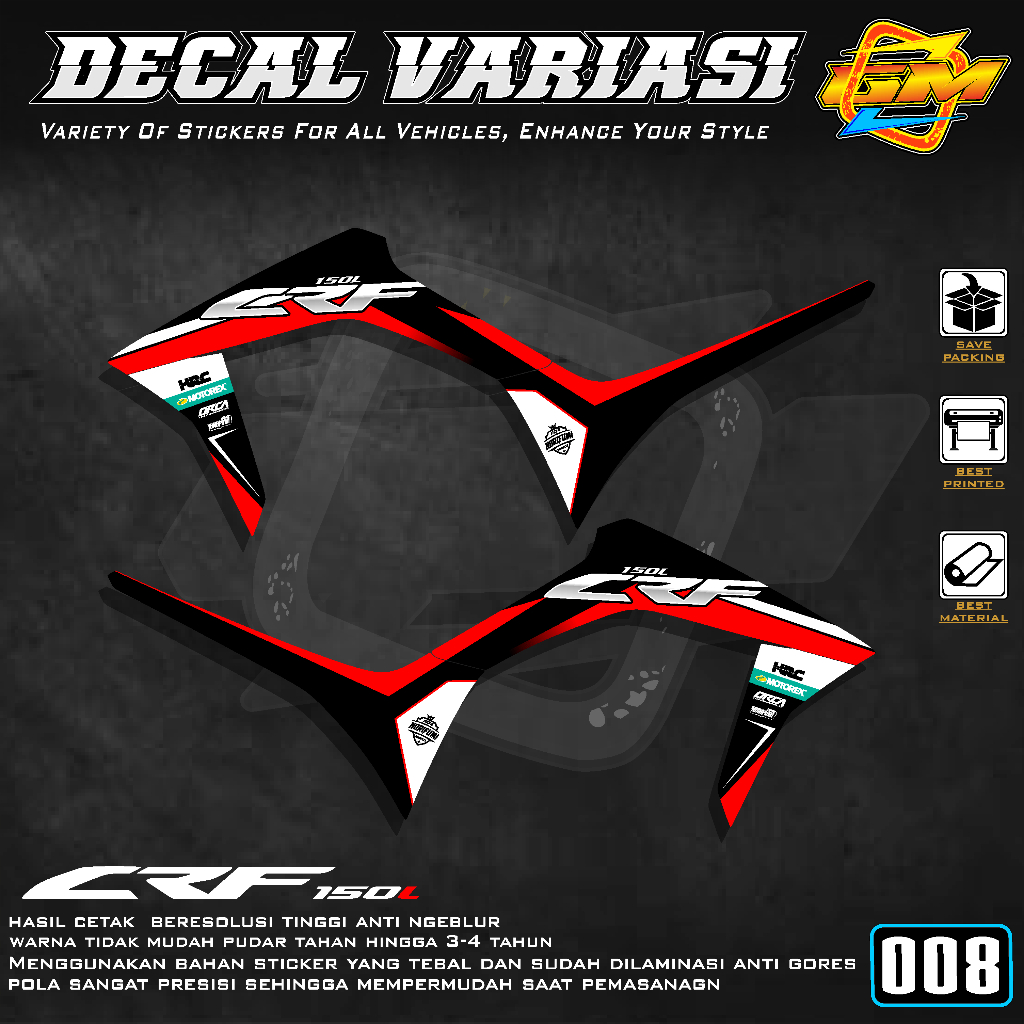 STICKER STRIPING HONDA CRF 150 L / STICKER MODIFIKASI DESAIN KEREN TERBARU 008