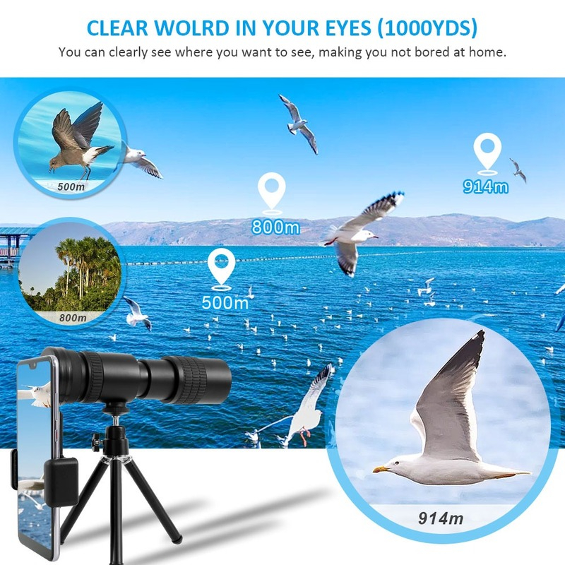 300x40 HD Teleskop Ponsel Foto Portabel Tripod Bermata Zoom Teleskop Ditarik Mini Lingkup untuk Meno