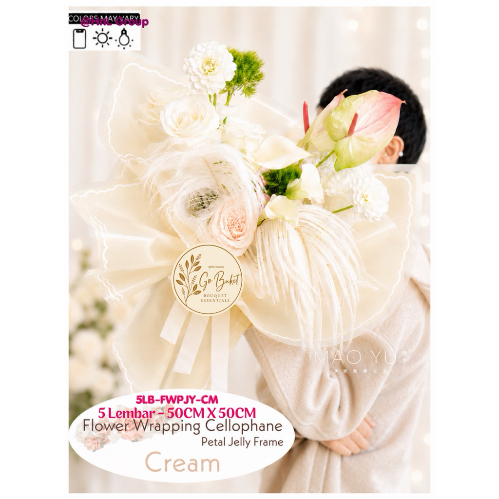 ( 5 Lembar ) PETAL JELLY FRAME - FLOWER WRAPPING PAPER TUNE SOLID COLOR LIST KOREAN CELLOPHANE