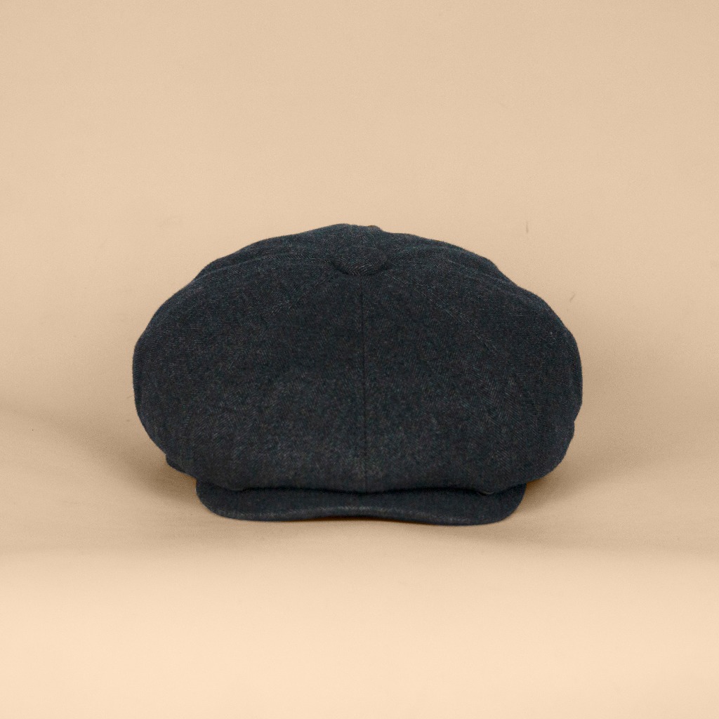 DIVINCES Newsboy Cap Gatsby Dark Grey Herringbone Wool - Topi Vintage Peaky Blinders / Tom Shelby