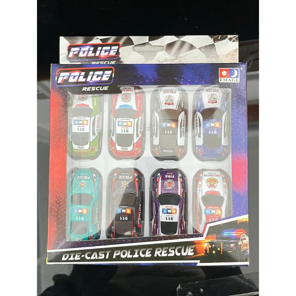 Set Mobil Polisi Mini Die Cast 8 PCS – Mainan Anak Police Car Collection