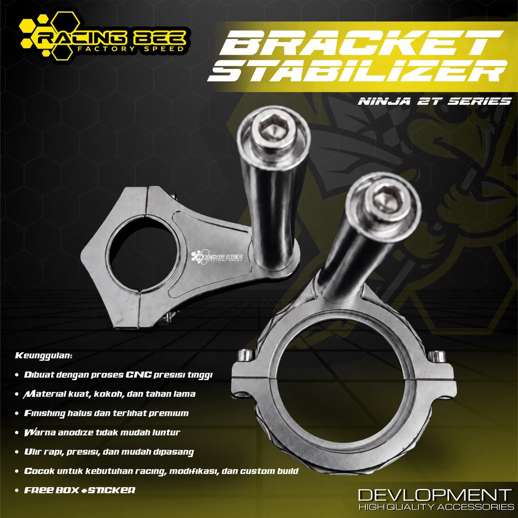 BREKET DUDUKAN STABILIZER NINJA R SS RR FULL CNC SILVER RACING BEE