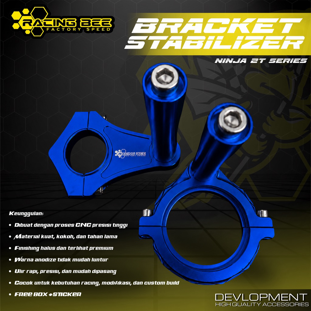 BREKET DUDUKAN STABILIZER NINJA R SS RR FULL CNC BLUE RACING BEE
