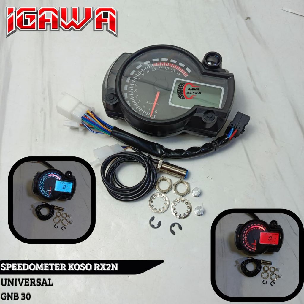 Speedometer Digital + RPM Model RX2N Koso Kilometer Assy Gauge Digital Igawa Koso RX2N Universal Bis