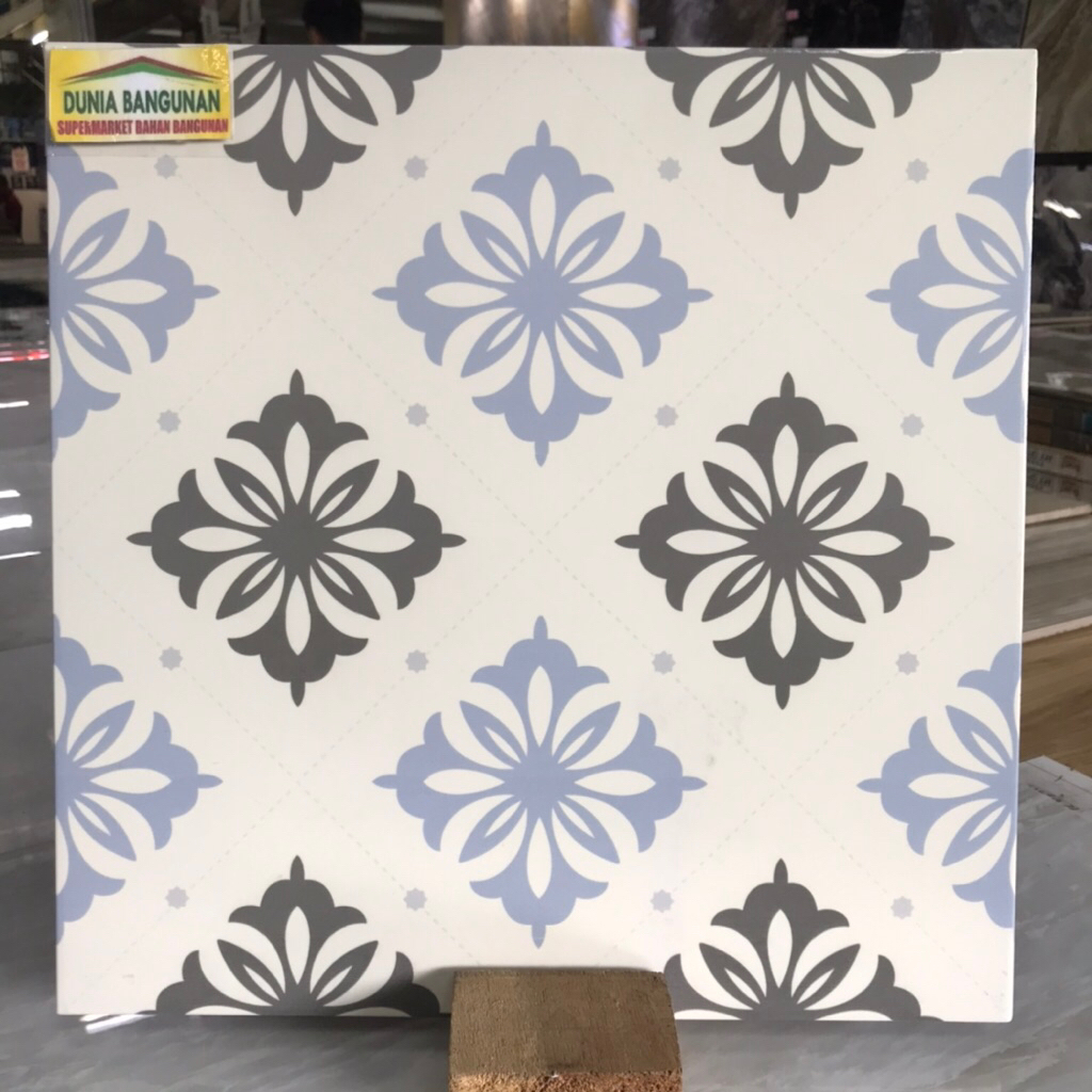 Keramik 40x40 Lantai KIA Budsaba Blue Keramik Motif Batik Doff Keramik Dapur Teras
