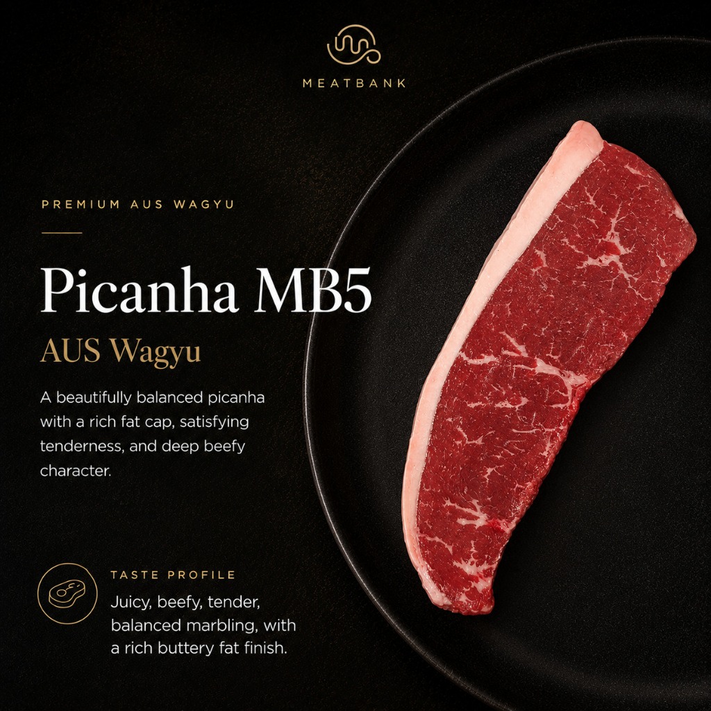 MEATBANK PICANHA WAGYU MB 5 - Daging Sapi Beef Steak Marbling Top Sirloin | Daging Sapi Wagyu Prime