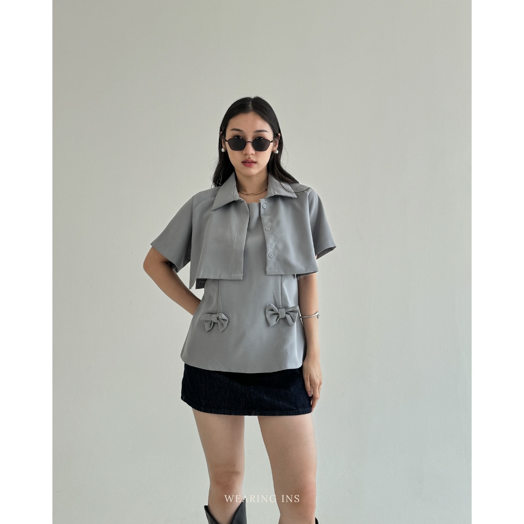 [WEARING INS] Ruby Top - Atasan Wanita Lengan Pendek Inner Outer Set - Simple Cute Casual Look Outfi
