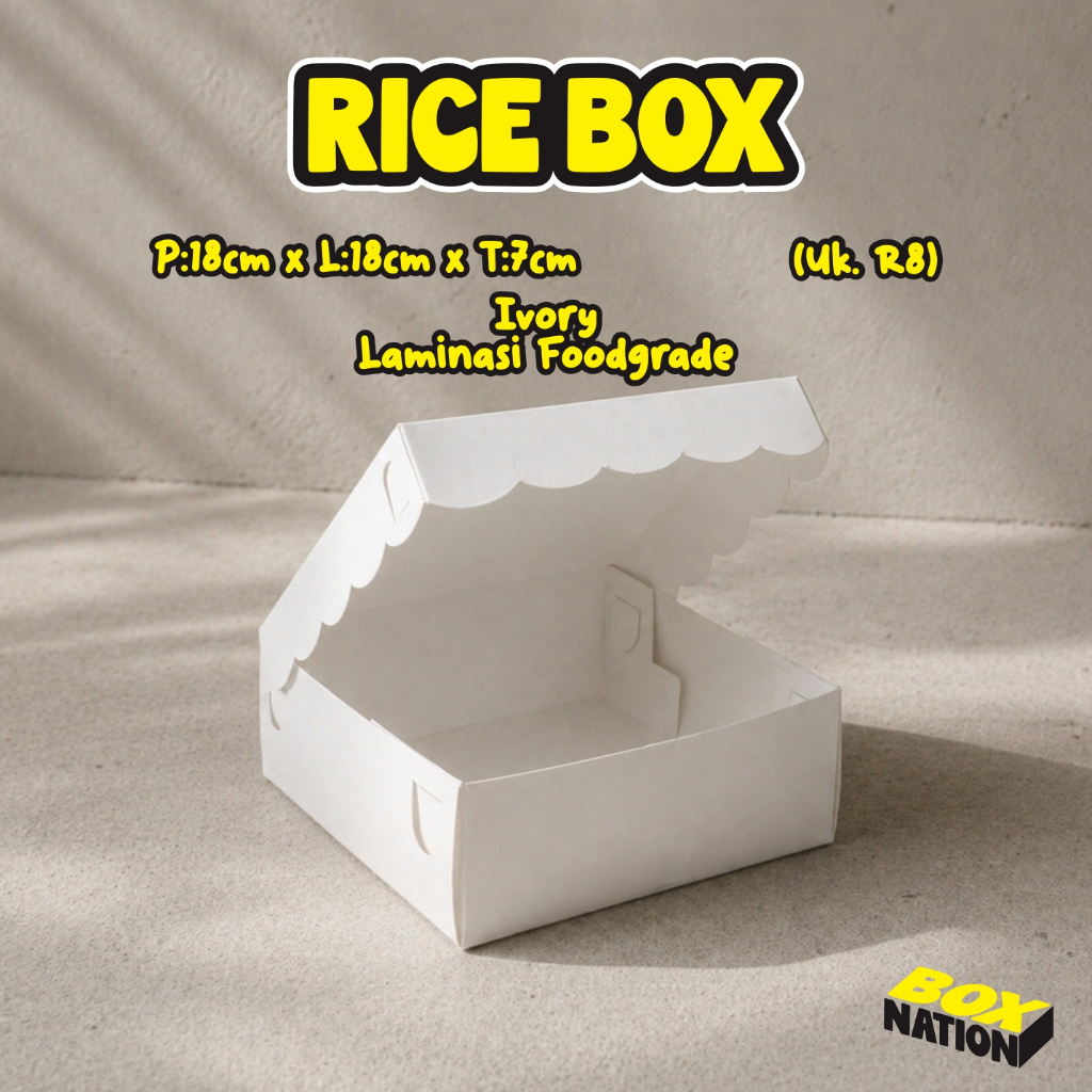 Dus Nasi Kotak Nasi R8 18 x 18 Bahan Ivory Food grade / Kardus Makanan / Box Nasi Kotak / Box Nasi /