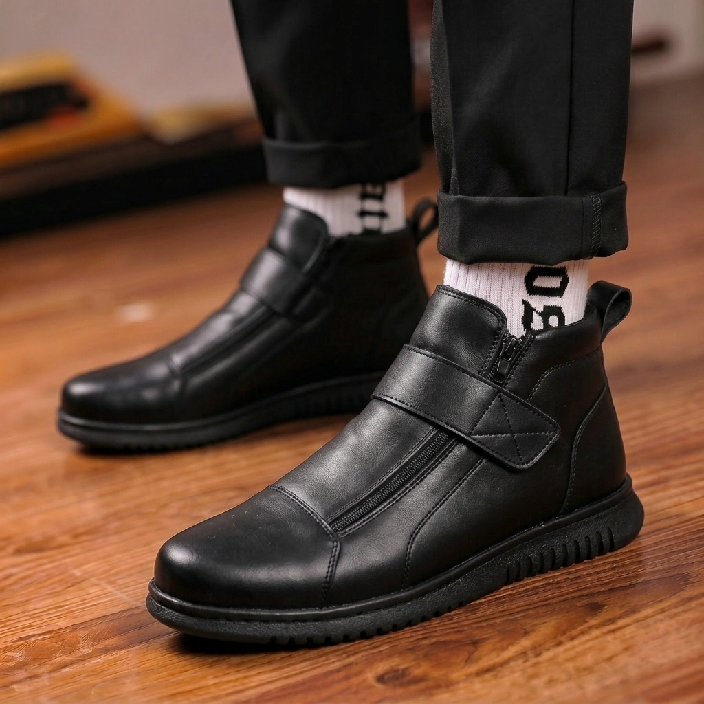 Sepatu Formal Boots Hitam Resleting Pria