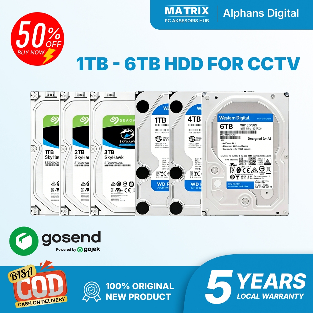 Harddisk HDD CCTV 1TB, 2TB, 4TB WD BLUE/ Seagate SkyHawk/BARRACUDA Harddisk CCTV