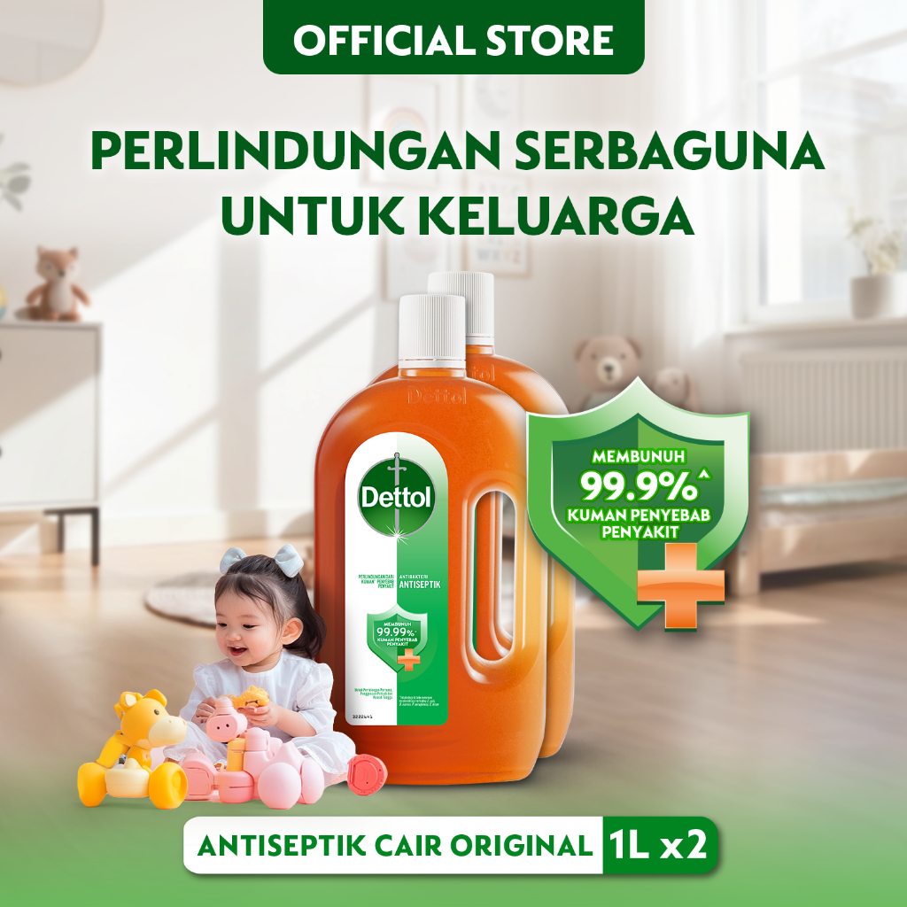 Dettol Cairan Antiseptik Disinfektan 1L (2 pcs) Bottle - Antiseptic Liquid