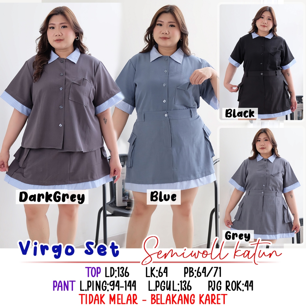 BIGSIZE JUMBO -  VIRGO SET SETELAN WANITA POLOS LD 140 ONE SET KEKINIAN BIG SIZE  SETELAN CELANA PEN