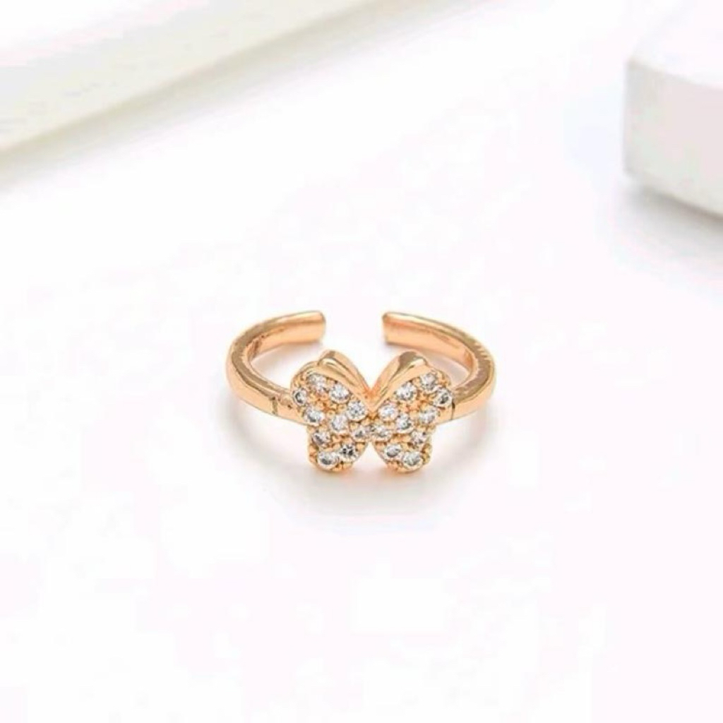 cincin anak perempuan motif kupu kupu bisa dibesar kecilin dengan desain elegan