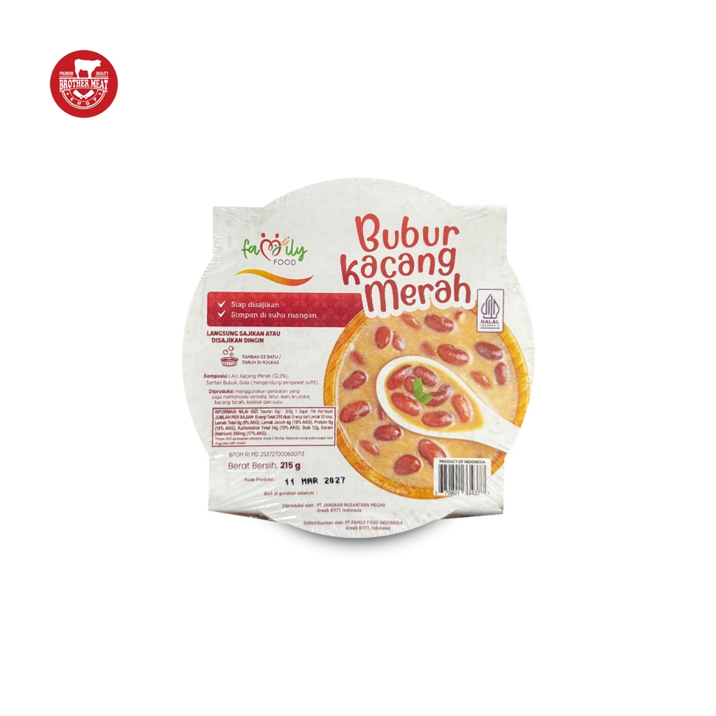 Family Food Bubur Kacang Merah 215gr / Dessert Cup - Brothermeatshop